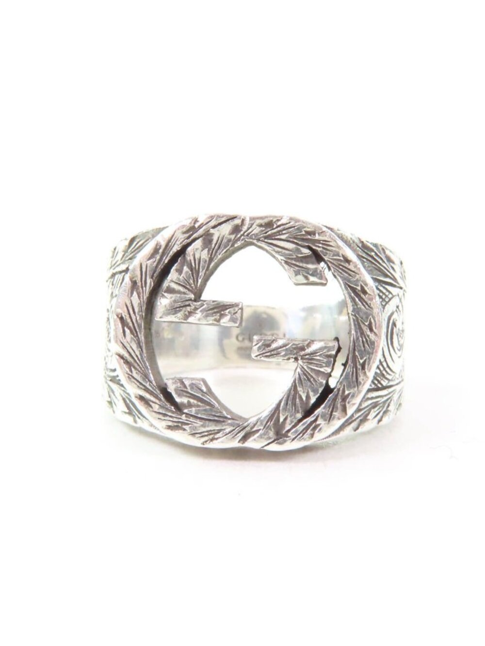 Gucci Interlocking G Arabesque Ring Silver